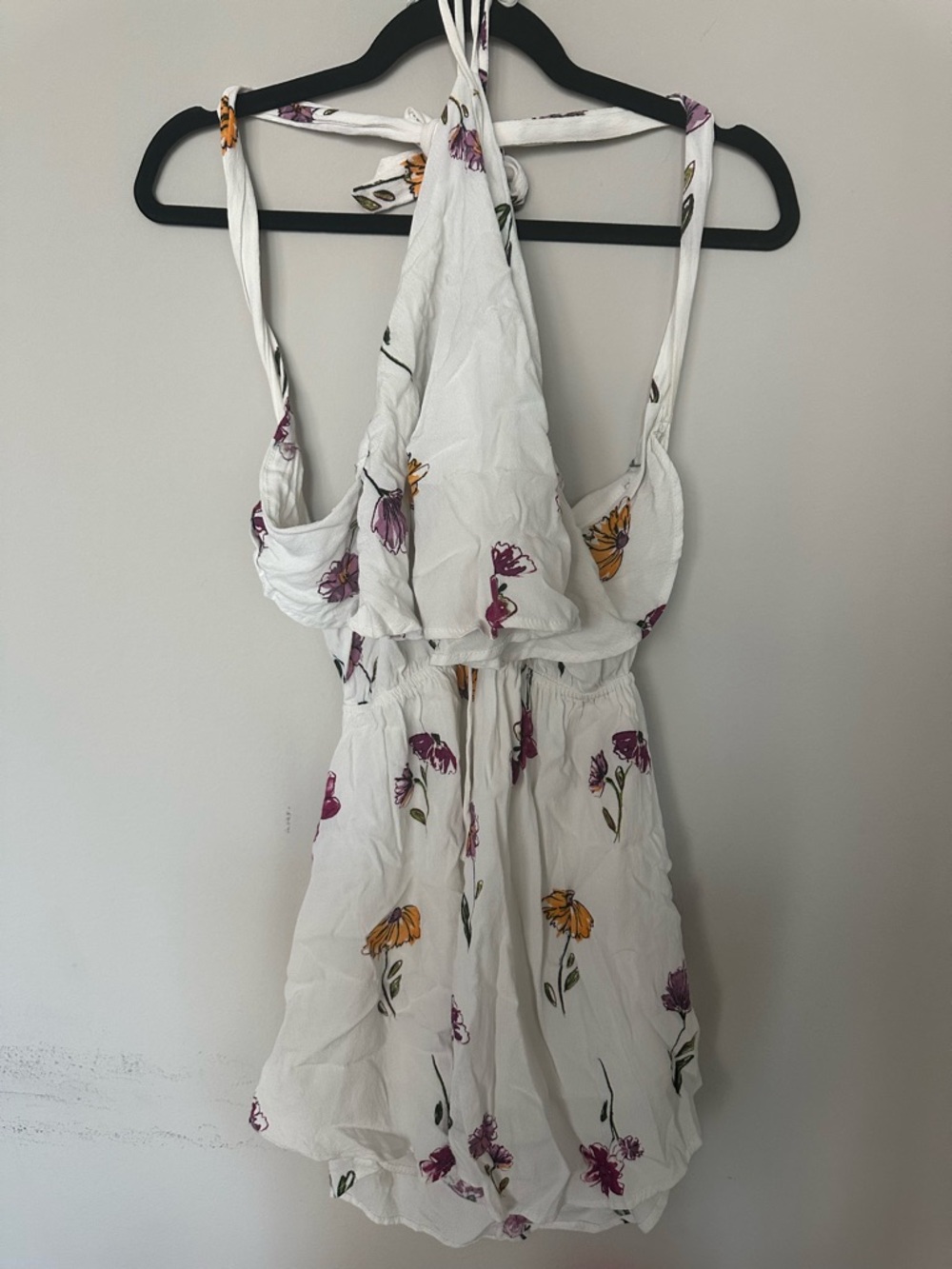 audrey White Floral Halter Mini Dress